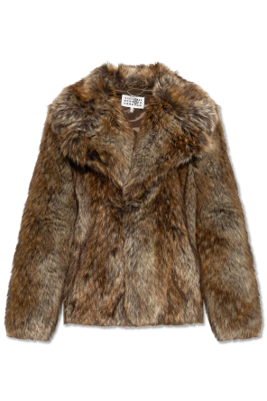 ★MM6 Maison Margiela★ Fake fur high neck jacket beige S52B Beige Faux-Fur Coat by MM6 Maison Margiela on Sale